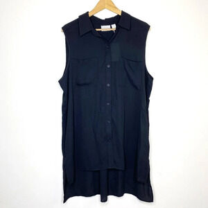 NWT Chico's 3 Lengthened Layer Bevin Basic Tank Top Sheer Black Button Down XL